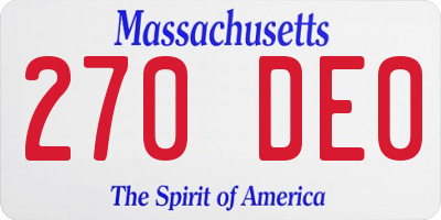 MA license plate 270DE0
