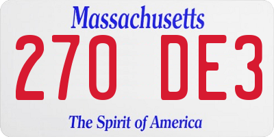 MA license plate 270DE3