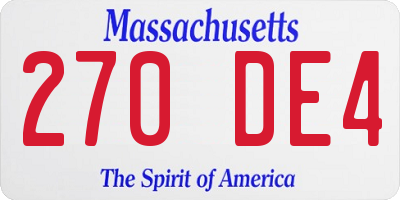 MA license plate 270DE4