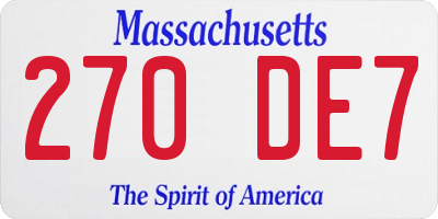 MA license plate 270DE7