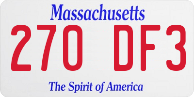MA license plate 270DF3