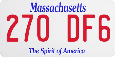 MA license plate 270DF6