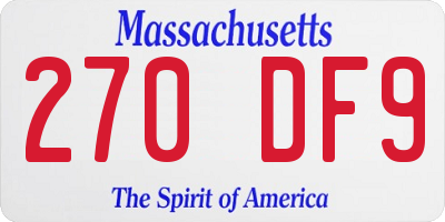 MA license plate 270DF9