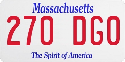 MA license plate 270DG0