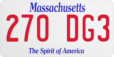 MA license plate 270DG3