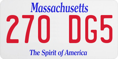 MA license plate 270DG5