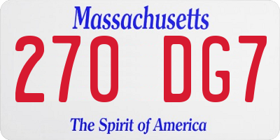 MA license plate 270DG7