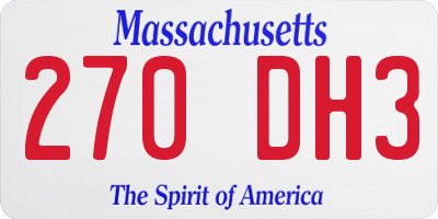 MA license plate 270DH3