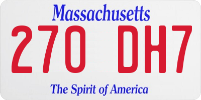 MA license plate 270DH7