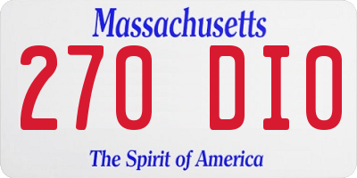 MA license plate 270DI0
