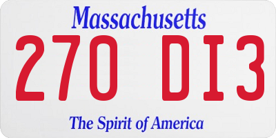 MA license plate 270DI3