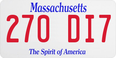MA license plate 270DI7