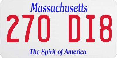 MA license plate 270DI8