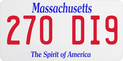 MA license plate 270DI9