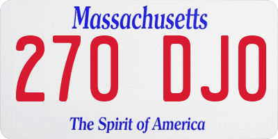 MA license plate 270DJ0
