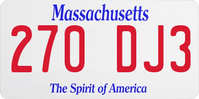 MA license plate 270DJ3