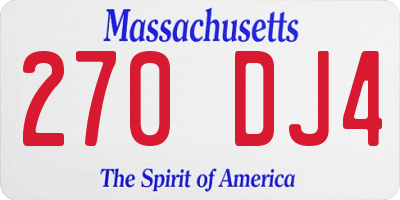 MA license plate 270DJ4