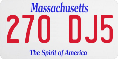 MA license plate 270DJ5