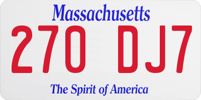 MA license plate 270DJ7
