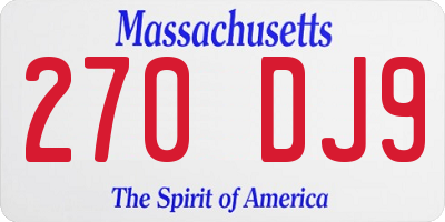 MA license plate 270DJ9