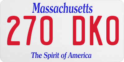 MA license plate 270DK0