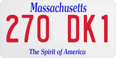 MA license plate 270DK1