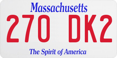 MA license plate 270DK2