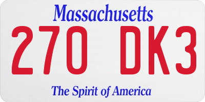 MA license plate 270DK3