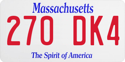 MA license plate 270DK4