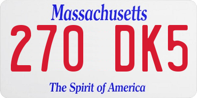 MA license plate 270DK5
