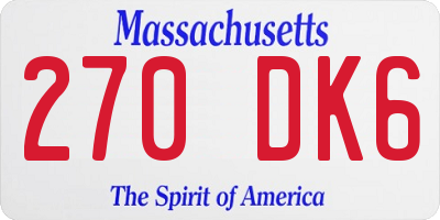 MA license plate 270DK6