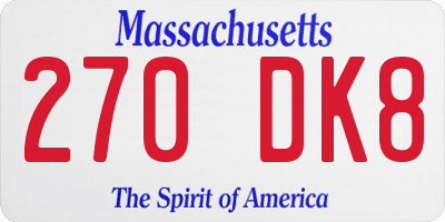MA license plate 270DK8
