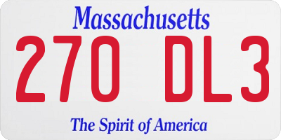 MA license plate 270DL3