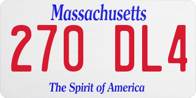 MA license plate 270DL4