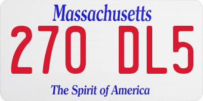 MA license plate 270DL5