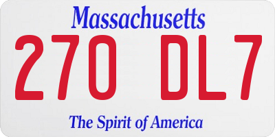 MA license plate 270DL7