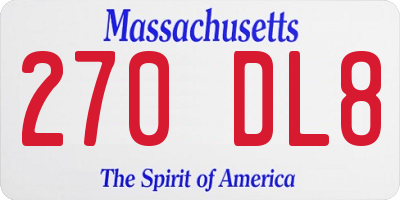 MA license plate 270DL8