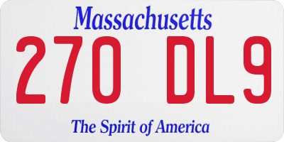 MA license plate 270DL9