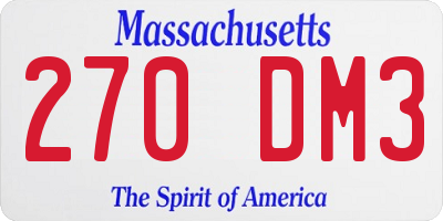 MA license plate 270DM3