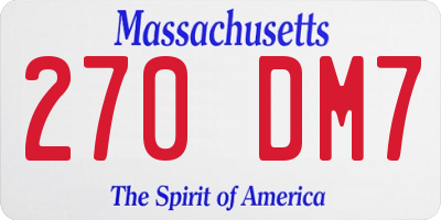 MA license plate 270DM7