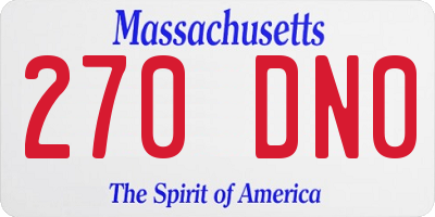MA license plate 270DN0