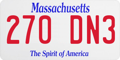 MA license plate 270DN3