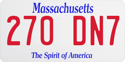 MA license plate 270DN7