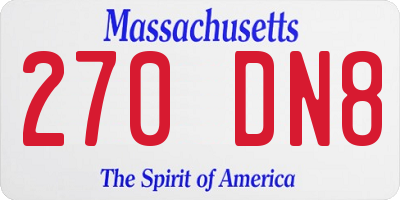 MA license plate 270DN8
