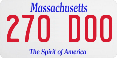 MA license plate 270DO0