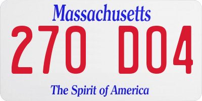MA license plate 270DO4
