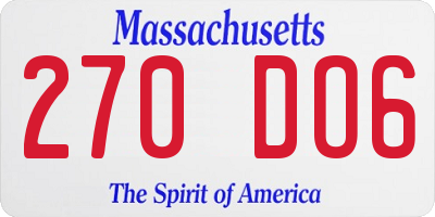 MA license plate 270DO6
