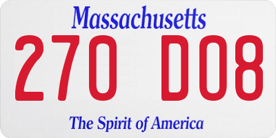 MA license plate 270DO8