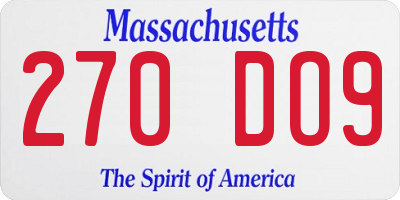 MA license plate 270DO9