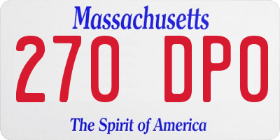 MA license plate 270DP0